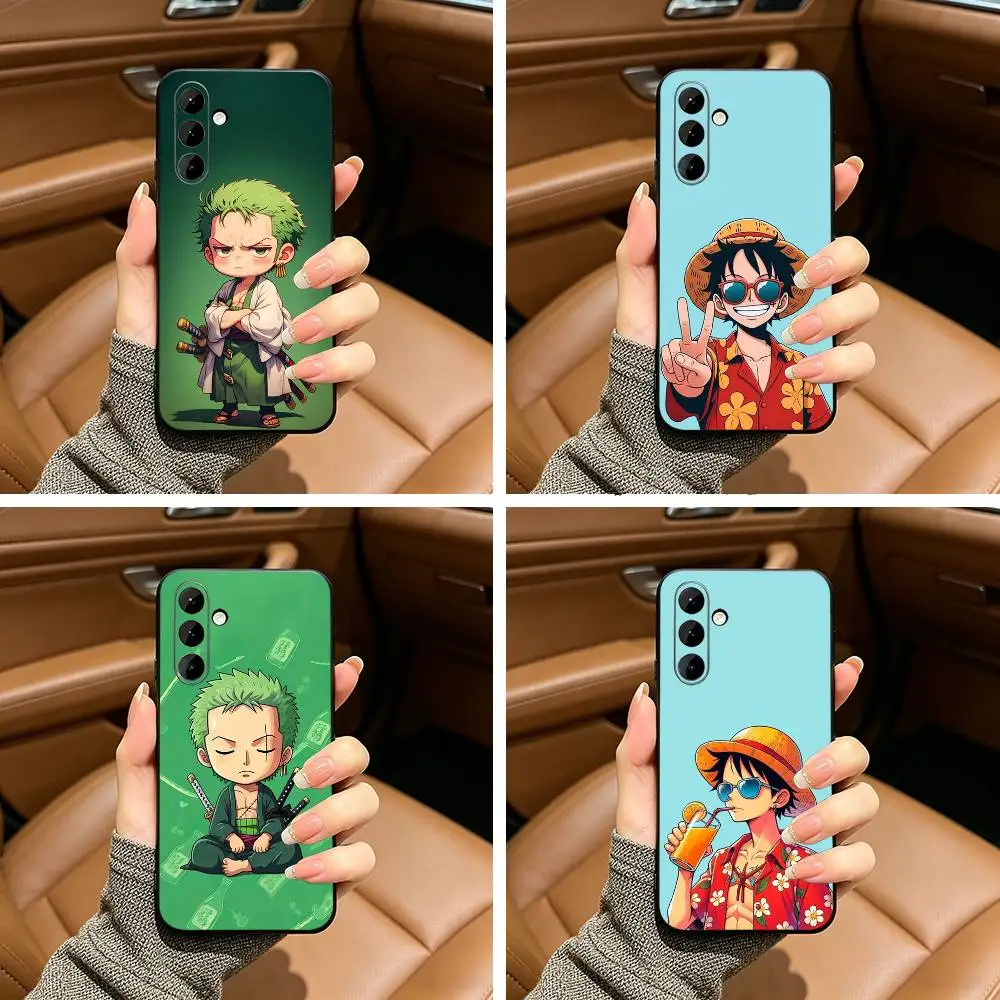 L-Z-Luffy & Zoro Black Soft Silicone Phone Case for Samsung Galaxy A73, A71, A72, A70, A53, A52, A51