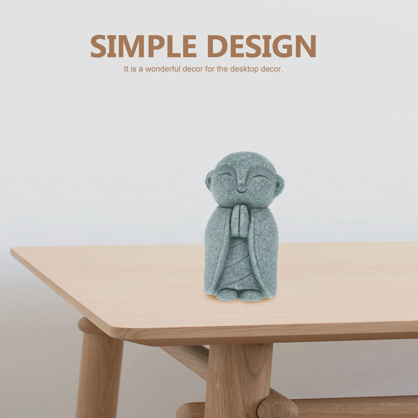 

1pc Small Japanese Jizo Statue Green Sandstone Desktop Buddha Ornament Indoor Outdoor Home Garden Decoration Figurine Spiritual