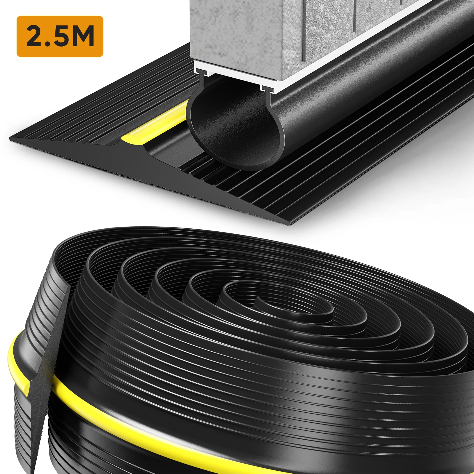 Joint de porte de Garage 2.5/4.8M, joint de seuil universel, joint de sol résistant aux intempéries, joint en caoutchouc de remplacement pour portes de Garage parfait