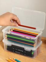 1/2pcs PP Large Capacity Transparent Stationery Storage Box Color Pencil Crayon Stationery Drawer Item Storage Box