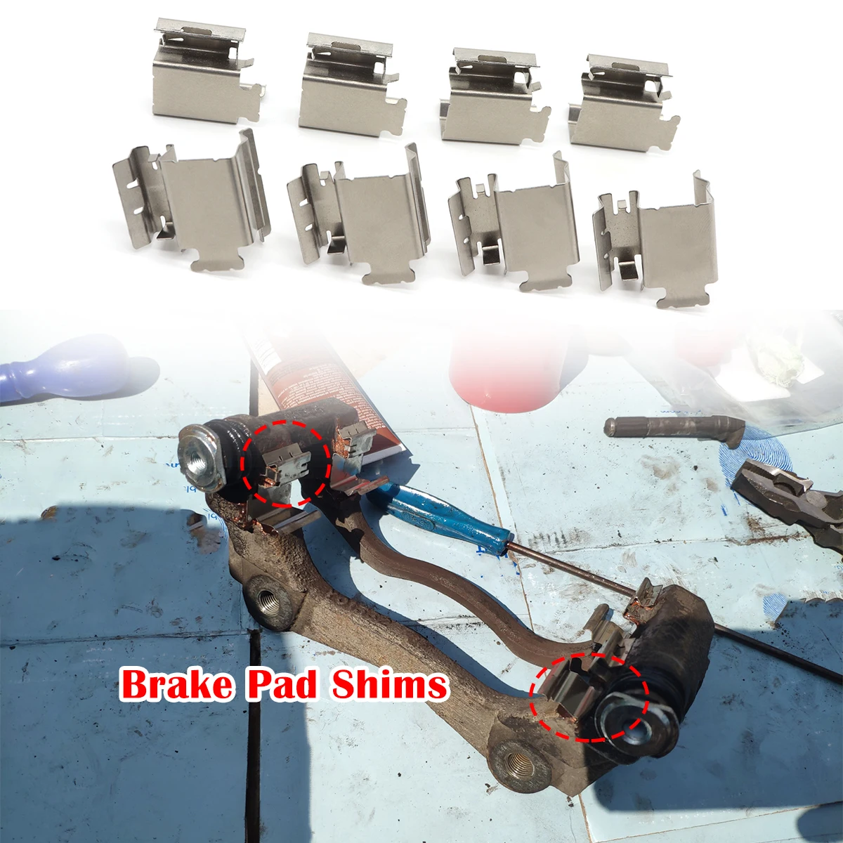 

8Pcs For SUBARU JUSTY Toyota AURIS AVENSIS COROLLA Car Brake Pad Fitting Shoe Hardware Shims Anti-loose Repair Kit Accessories