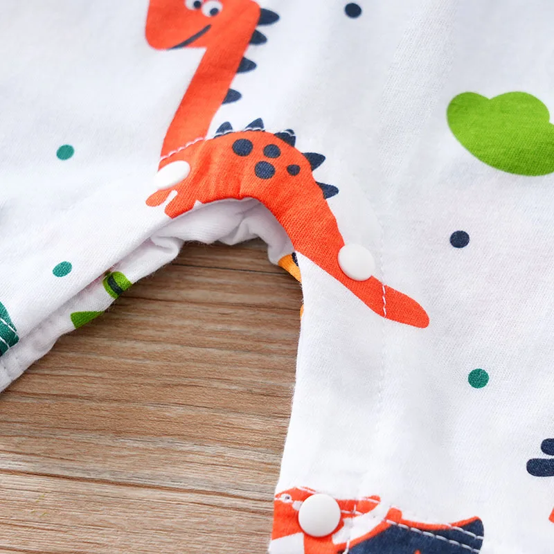 Newborn Clothes Cute Cartoon Dinosaur Full Print CottonComfortable And SoftSummer Boys And Girls0-18 Short Sleeved Baby Jumpsuit