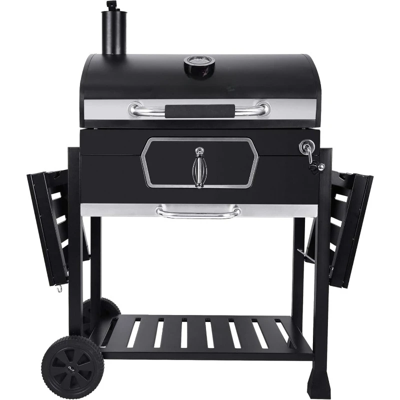 CD2030AN 30-Inch Charcoal Grill, Deluxe BBQ Smoker Picnic Camping Patio Backyard Cooking, Black, Large