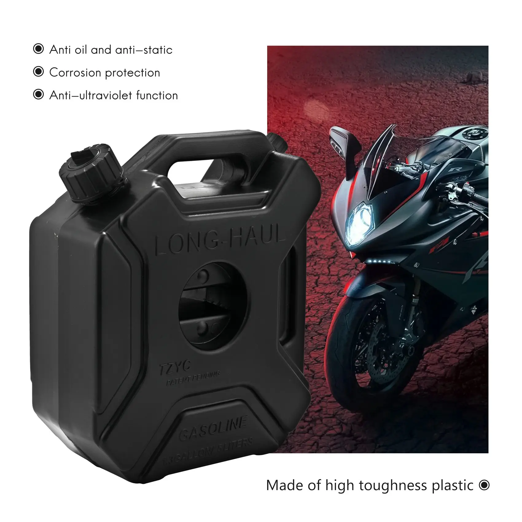 Jerrycan-tanque de combustible negro para coche y motocicleta, depósito de gasolina de repuesto de 5L, depósito de combustible con cerradura y llave