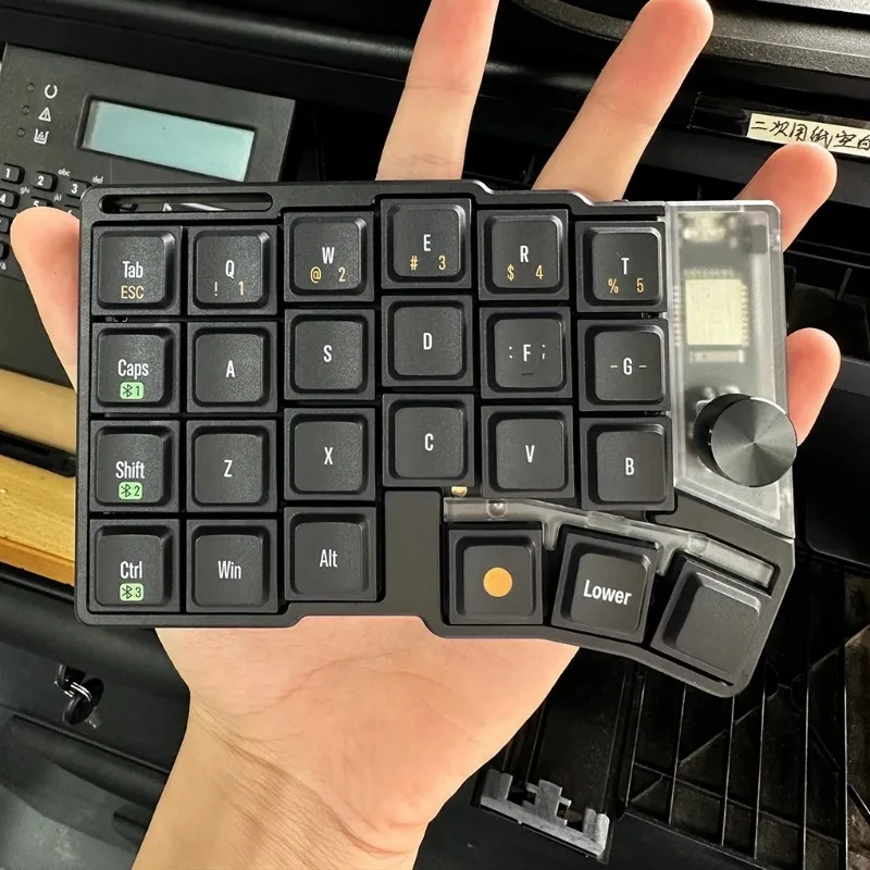 Wireless Dual Mode Split Mechanical Keyboard with Knob, CNC Aluminum Low Profile Case, Compatible with Vial Firmware