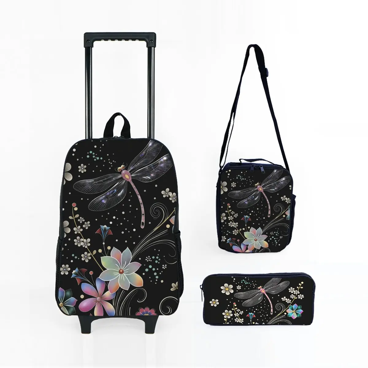 

Набор школьных сумок на колесиках с принтом «Лягушка-цикада»: рюкзак-тележка, сумка для обеда и пенал для девочек/мальчиков