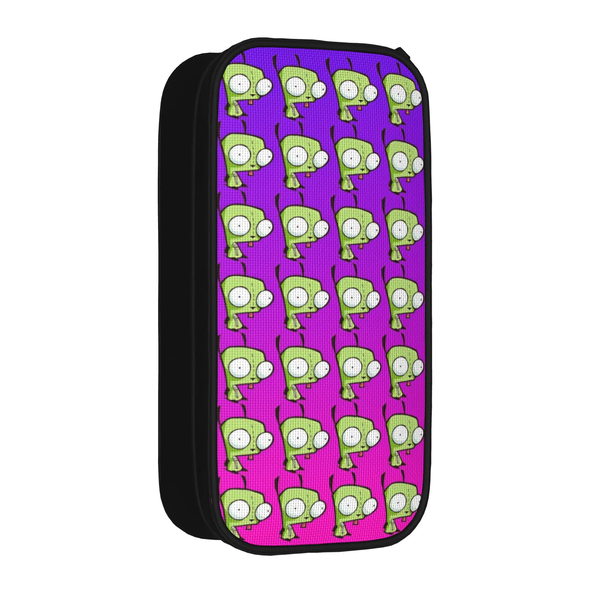 Invadered Gir Dib Robot Zim Pencil Case Fun Cartoon Pen Holder Bag Student Big Capacity School Zipper Pencilcases Accessories