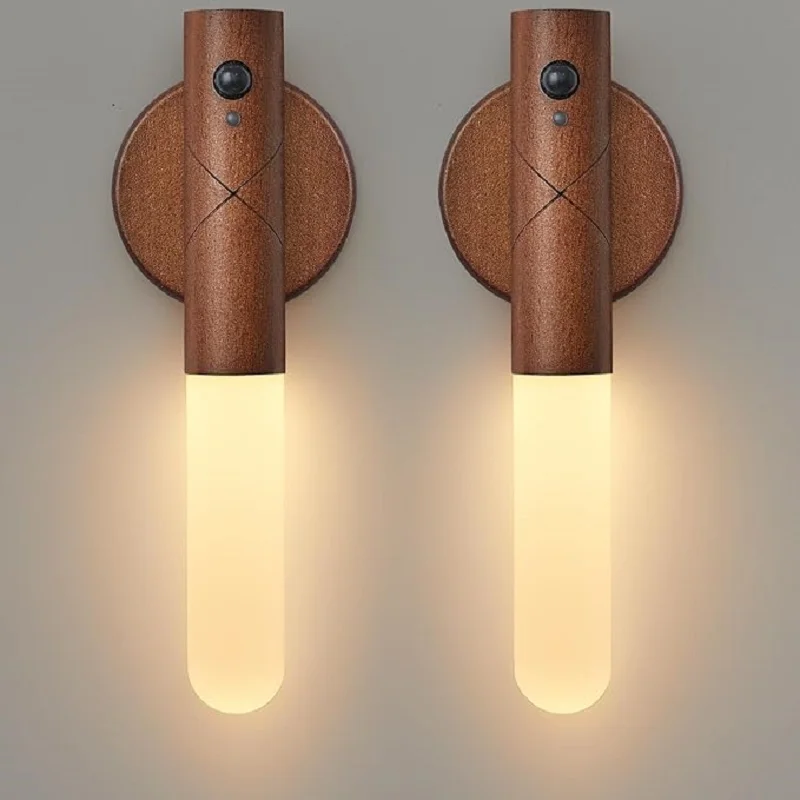 

Rechargeable Wall Sconces Magnetic Wall LightsNight Light Motion Sensor Night Lights Wooden Wall Lighting for Bedroom Stair