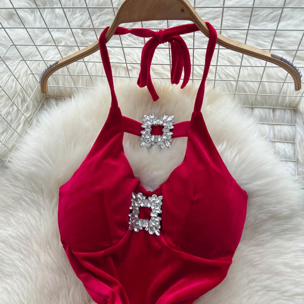 ヴィンテージ エレガント バックレス ベロアドレス シックなドレス 女性ファッション レトロ パーティー セレモニードレス