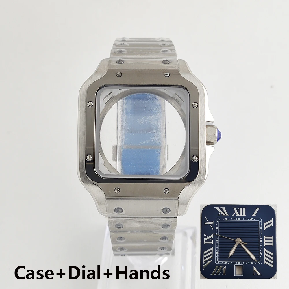 Nh35 dial quadrado dial roma dial caixa de relógio fivela dobrável caso quadrado caber nh35 nh36 movimento acessórios relógio