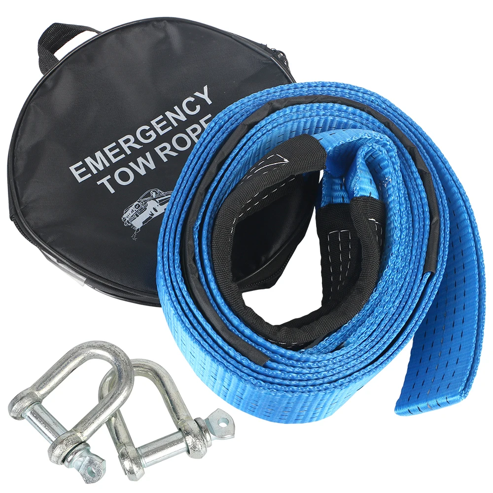 

3.66M Car Accessories With Hooks High Strength Nylon Car Towing Rope Tow Cable 8 Tons Tow Strap For Heavy Duty Car Emergency