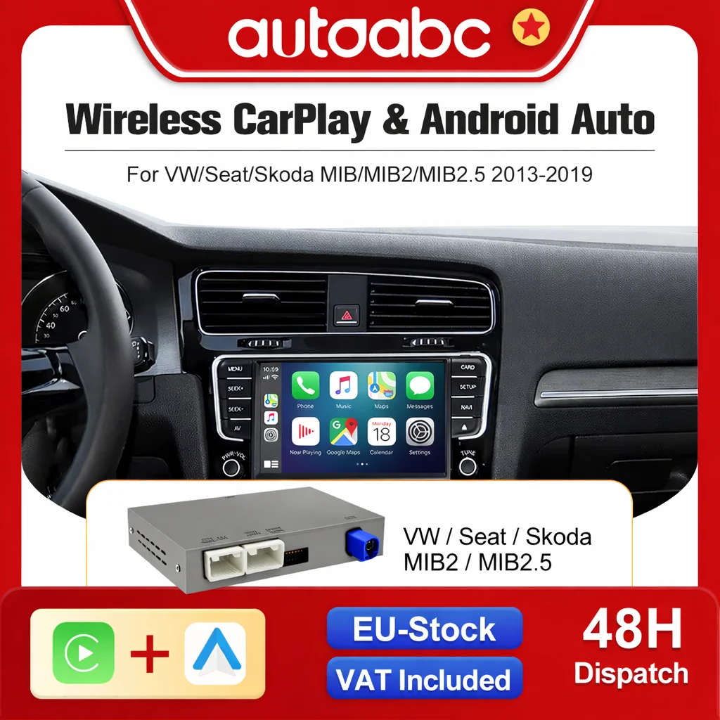 Module sans fil AUTOABC Android Auto Carplay pour Skoda Octavia Seat VW Volkswagen Golf 7 Polo Passat MIB MIB2 AirPlay