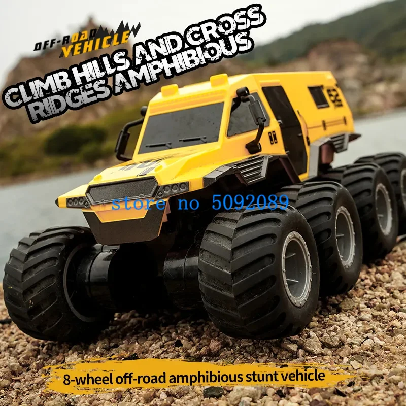 1:14 Amphibious All Terrain Off-Road Remote Control Stunt Car 3D Rotate Waterproof 8WD Strong Power RC Armored Car Truck Model