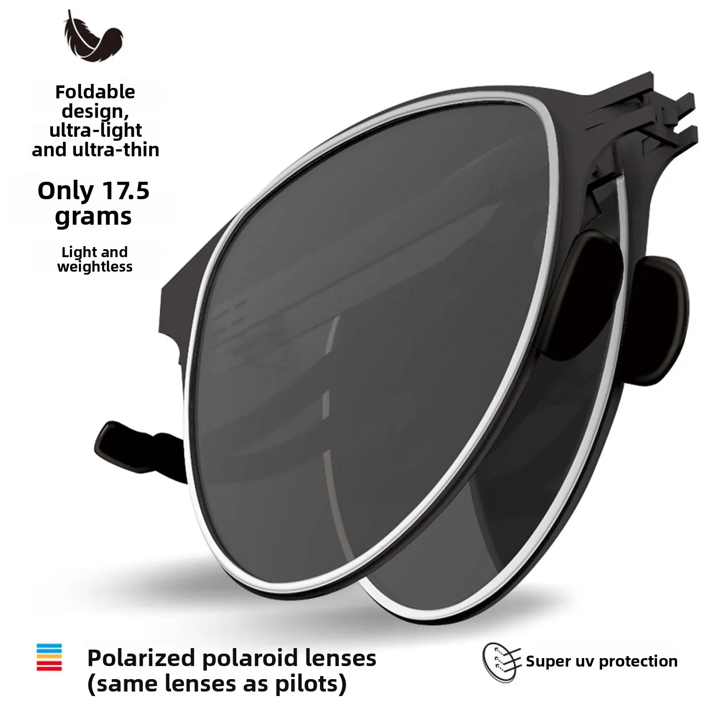 Folding UV protection sunglasses sunglasses ultra-light screwless polarized lenses