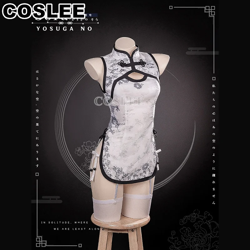 

COSLEE Yosuga No Sora Kasugano Sora Chinese Style Cheongsam Cute Uniform Dress Cosplay Costume Halloween Party Outfit Women XS-