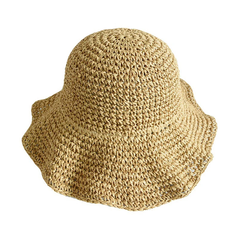 Women Summer Hats Sun Beach Panama Straw hat Wide Wave Brim Folded Outdoor CAPS Leisure Holiday Raffia Cap visors