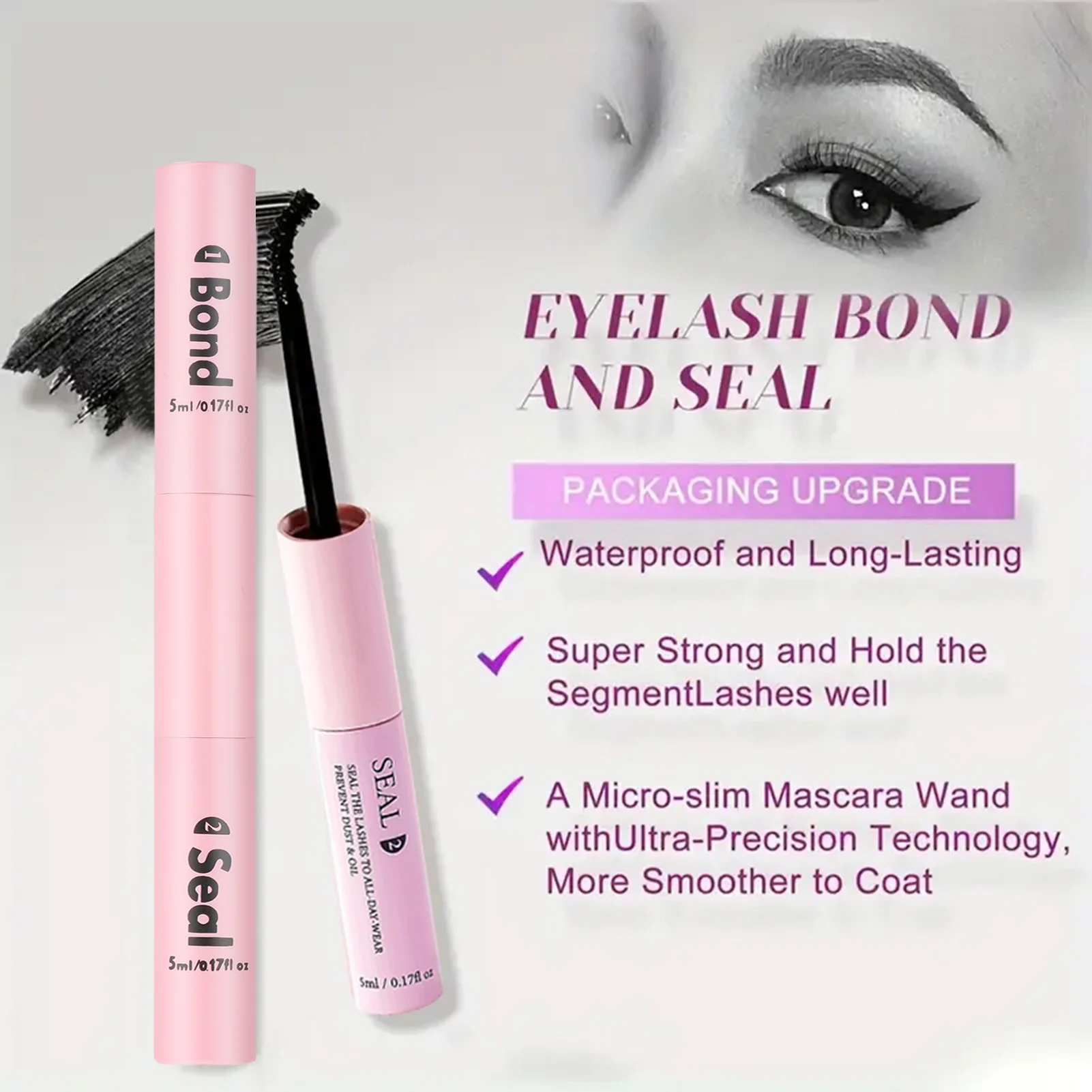 Bond and seal Lash Glue Double headed Eyelash Extension Glue Non-smudged & Strong Hold Eyelash Glue for Makeup Accessories