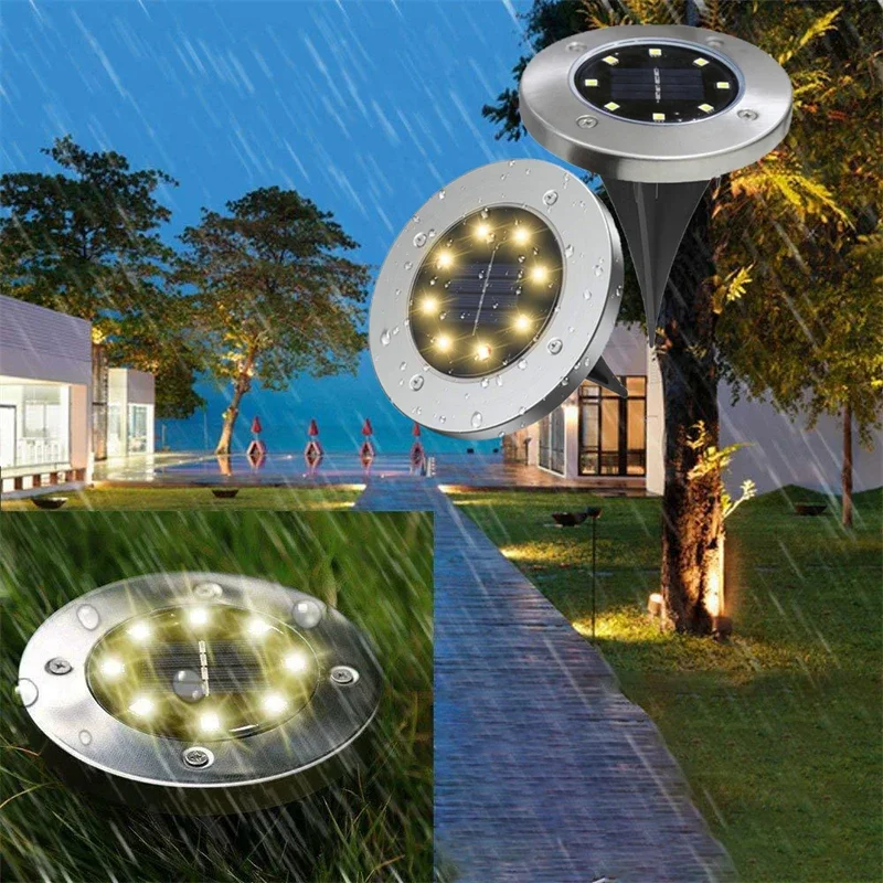 4 pack/1 pack 8ED Outdoor Solar Power Ground Light Lighting Control Path Deck Lights Yard Driveway Lawn Garden Decoration Lamp