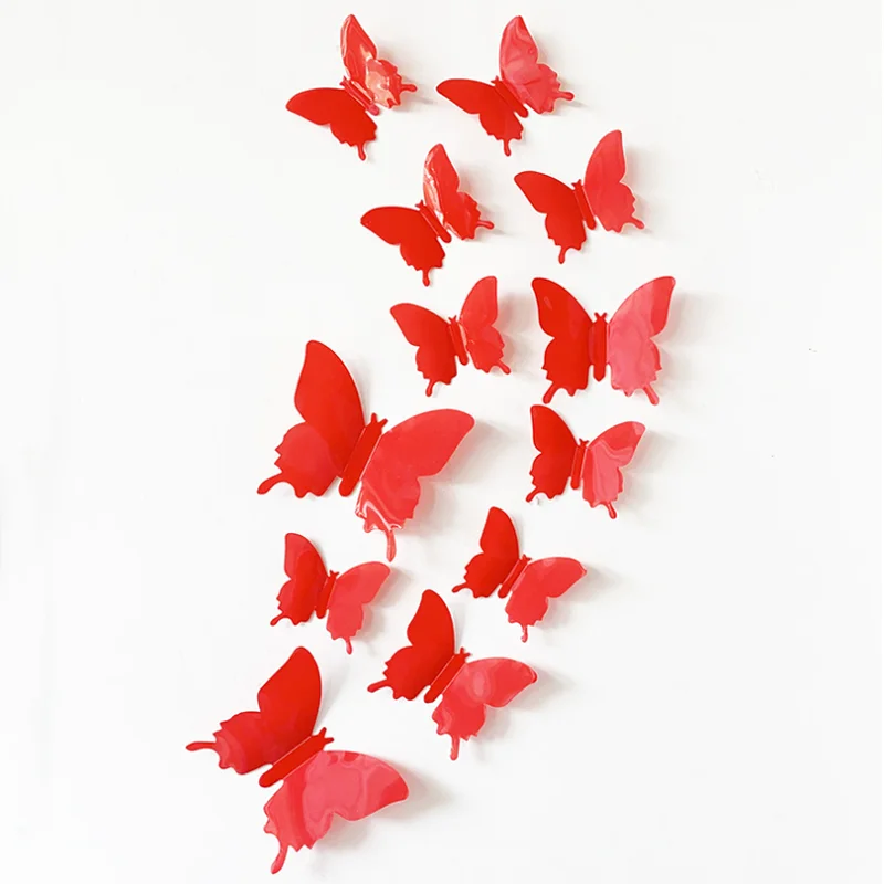 Three-dimensional Simulation Butterfly Wall Stickers Plastic PVC Creative DIY Decoration Festival Wedding Refrigerator Stickers