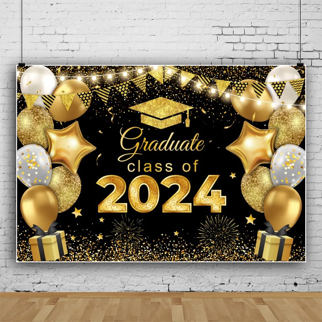 

2024 Graduation Backdrop Banner, High School and College Graduation Party Decorations Photo Booth Props