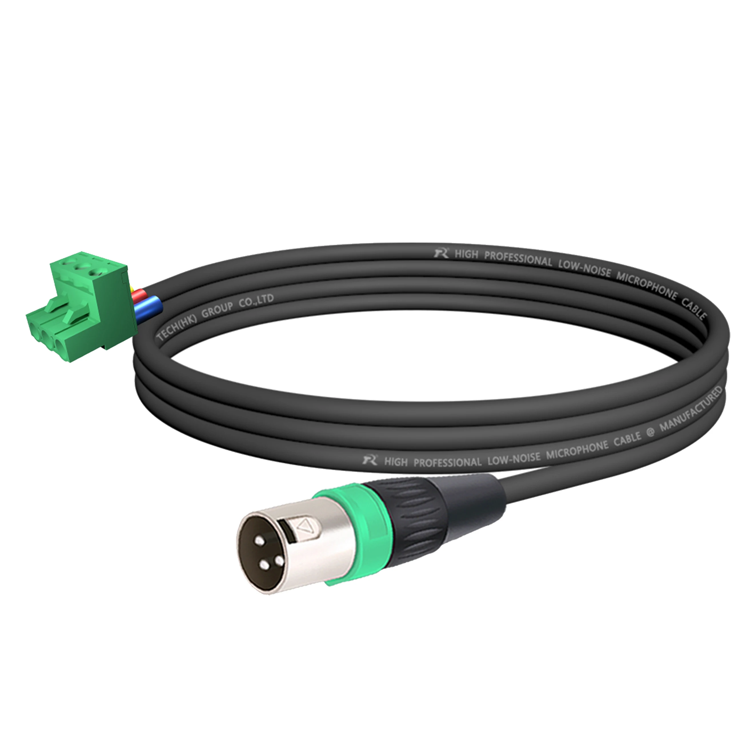 Premium-Kabel vom Phoenix-Terminal zu XLR F/M-Buchse, mit silbermetallischem Anschlusskern und einfarbigem, abgeschirmtem Kabelmantel – Detail 4