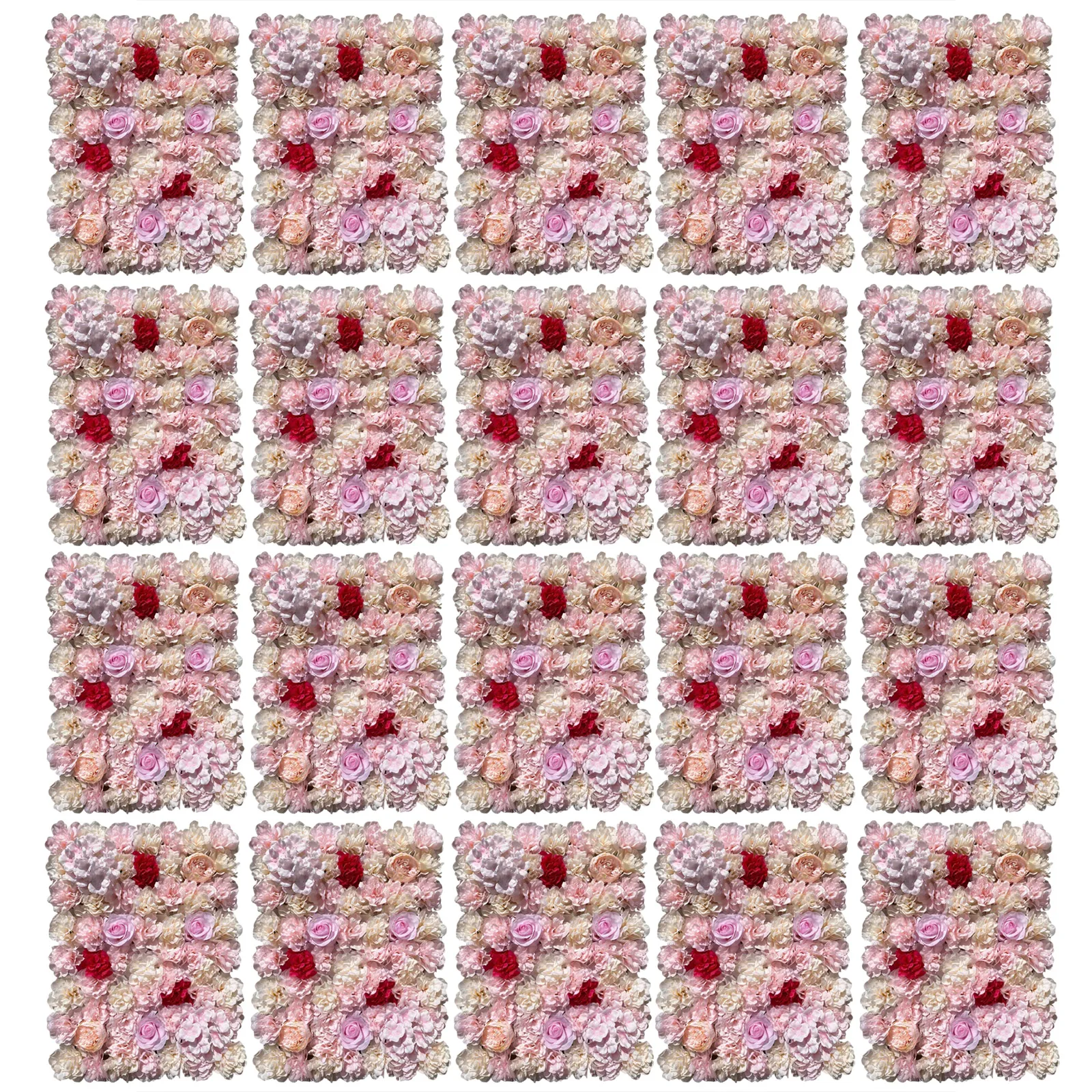 جدار زهرة الورد الاصطناعي مكون من 20 قطعة، ديكور خلفية مكان الزفاف DIY، لوحات زهور مزخرفة للمناسبات والاحتفالات
