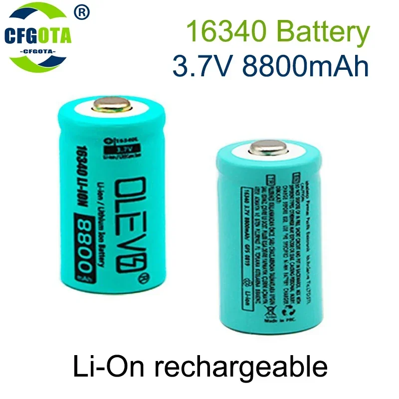 2024 New Li-ion 16340 Battery CR123A Rechargeable Batteriy 3.7V 8800mAh CR123 for Laser Pen LED Flashlight Cell Security Camara