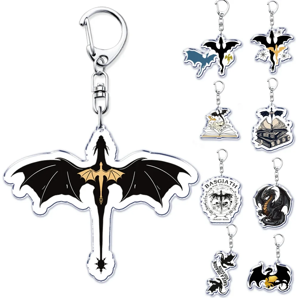 New Basgiath War College Fourth Wing Black Dragon Keychain Pendant Car Key Chain Jewelry Men Children Gifts Accessories