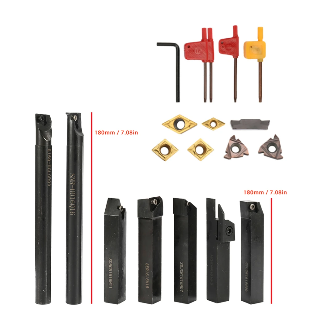 8mm 10mm 12mm 16mm Shank Lathe Turning Tool Holder Boring Bar Lathe Tool Lathe Cutter CNC Metal Turning Rod Holders and Inserts