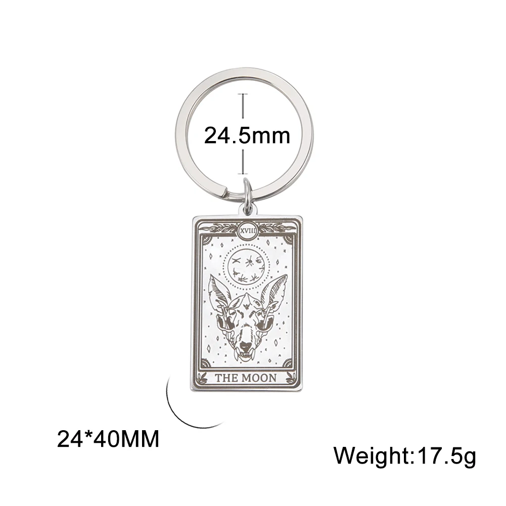 Dawapara Skeleton Tarot Card Keychain Stainless Steel Lucky Amulet Marigold Tarot Keyring Skull Gothic Halloween Jewelry Gift