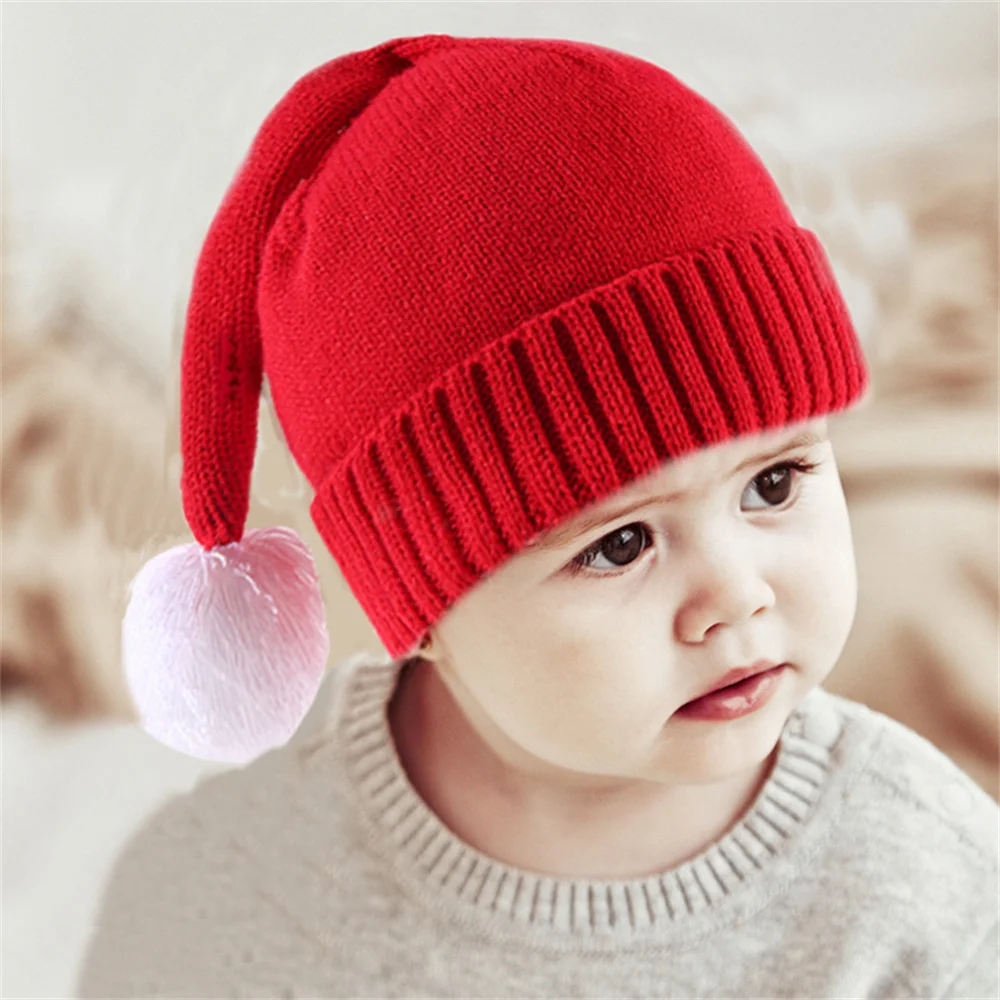 Red Knitted Hat Autumn and Winter New Christmas Hat Cute Woolen Hat Warm Hat for Adults and Children New Year Gift Beanie Cap