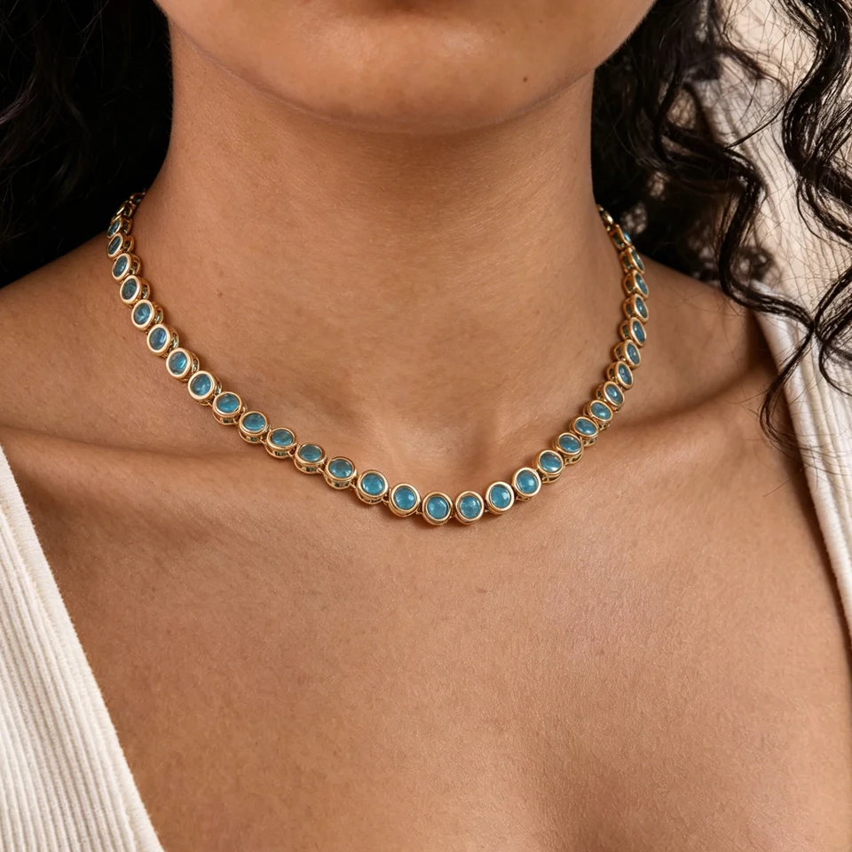 ZAKOL Luxuriöse, zierliche, glänzende, farbenfrohe Zirkon-Tennis-Choker-Halskette für Frauen, eleganter, funkelnder Kristall-Schmuck für Hochzeiten und Partys – Detail 5