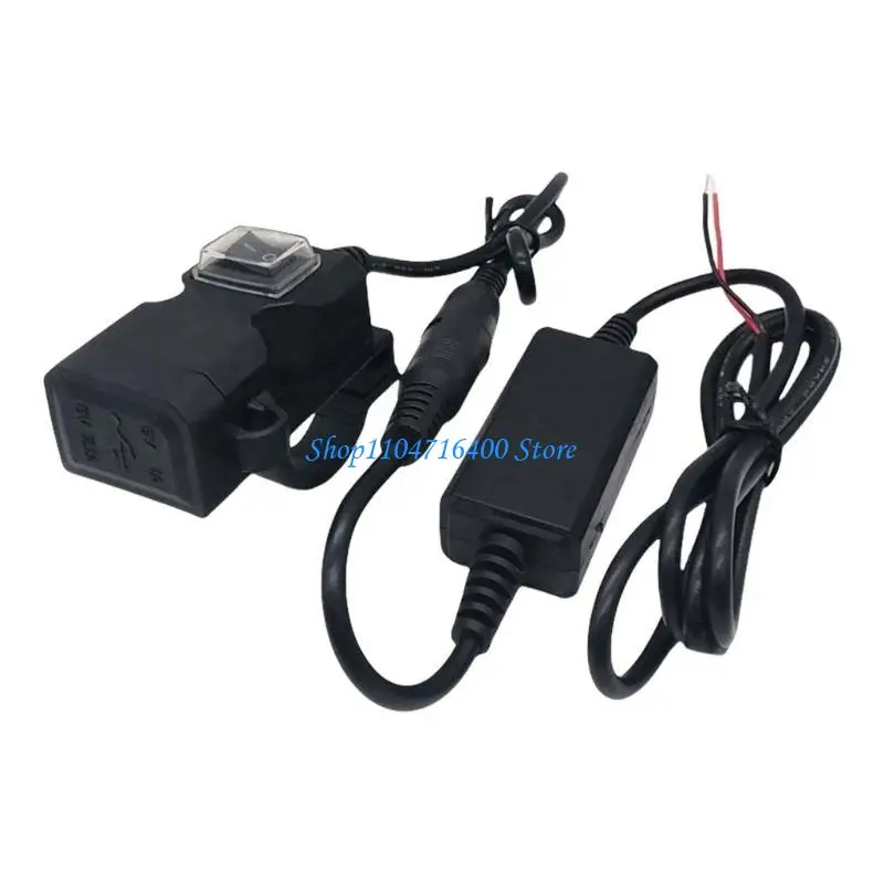 

y1gd Motorcycle Double USB Chargers Waterproof Handlebar Adapter for Phone Charging