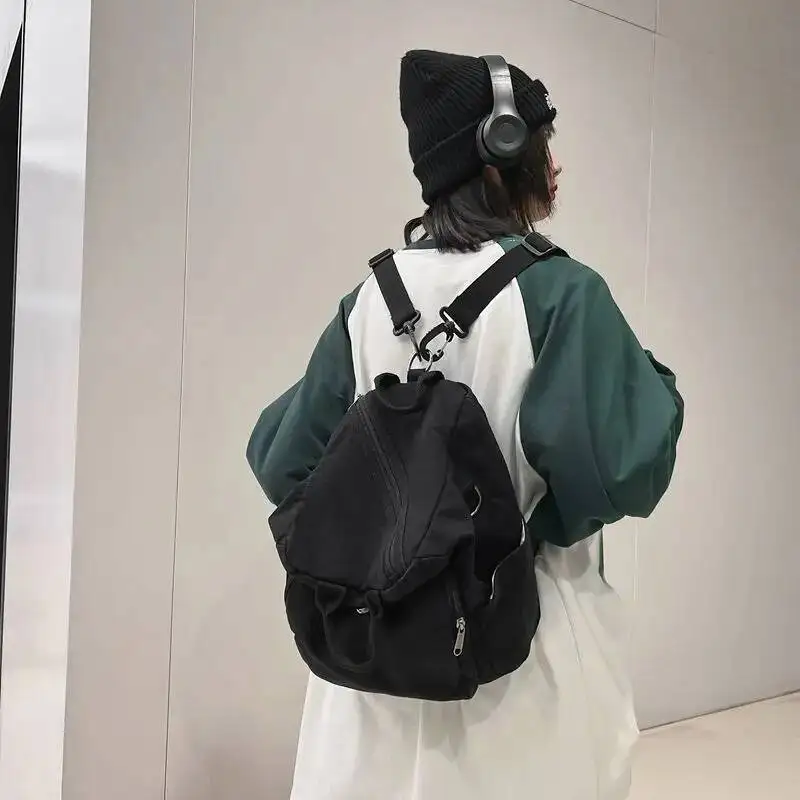 Y2k Students Grunge Simple Solid Backpack Preppy Vintage Fashion Casual Schoolbags All Match Trendy Streetwear Backpacks Korean