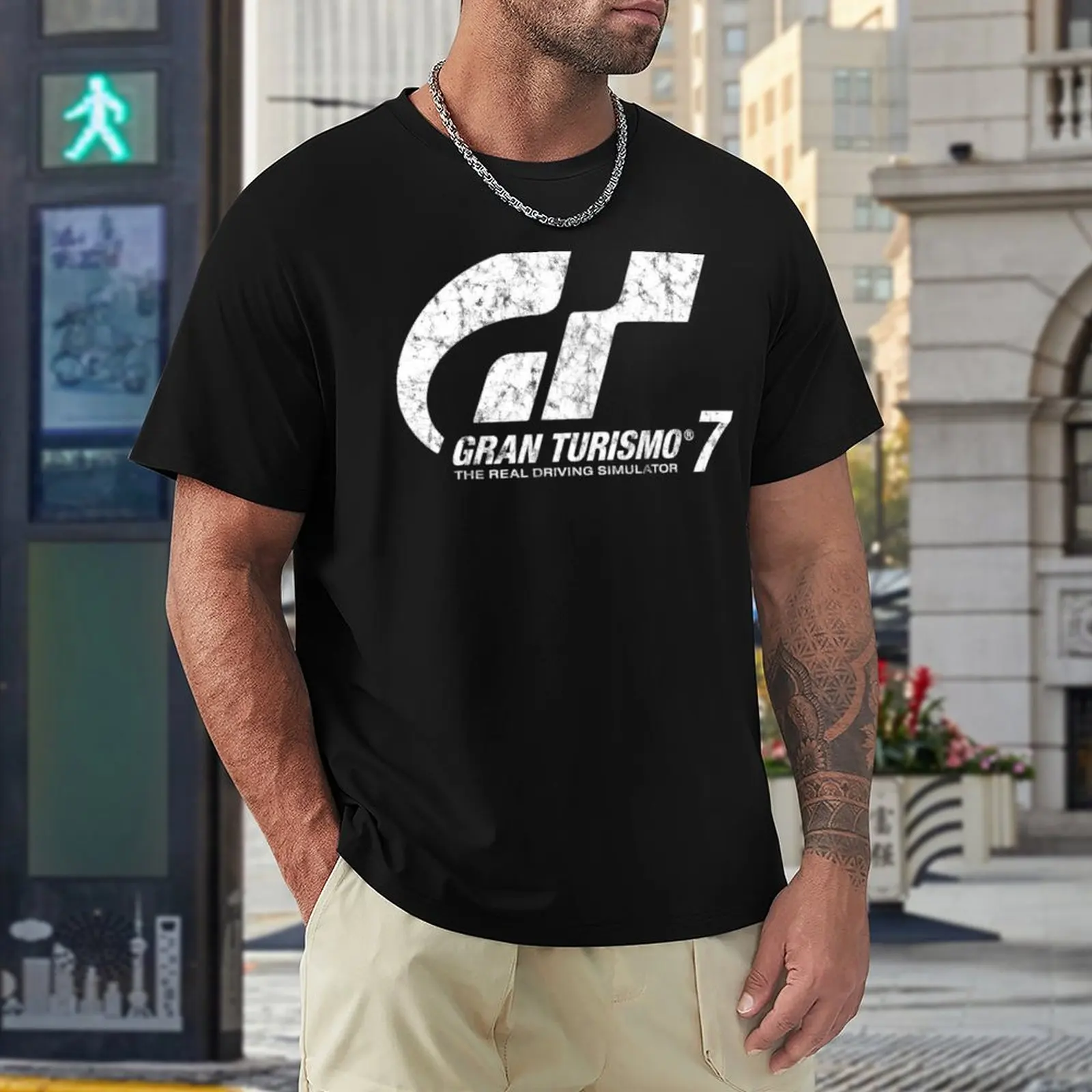 Gran Turismo 7 Distressed Logo T-Shirt Short t-shirt graphic t shirts customized t shirts slim fit t shirts for men