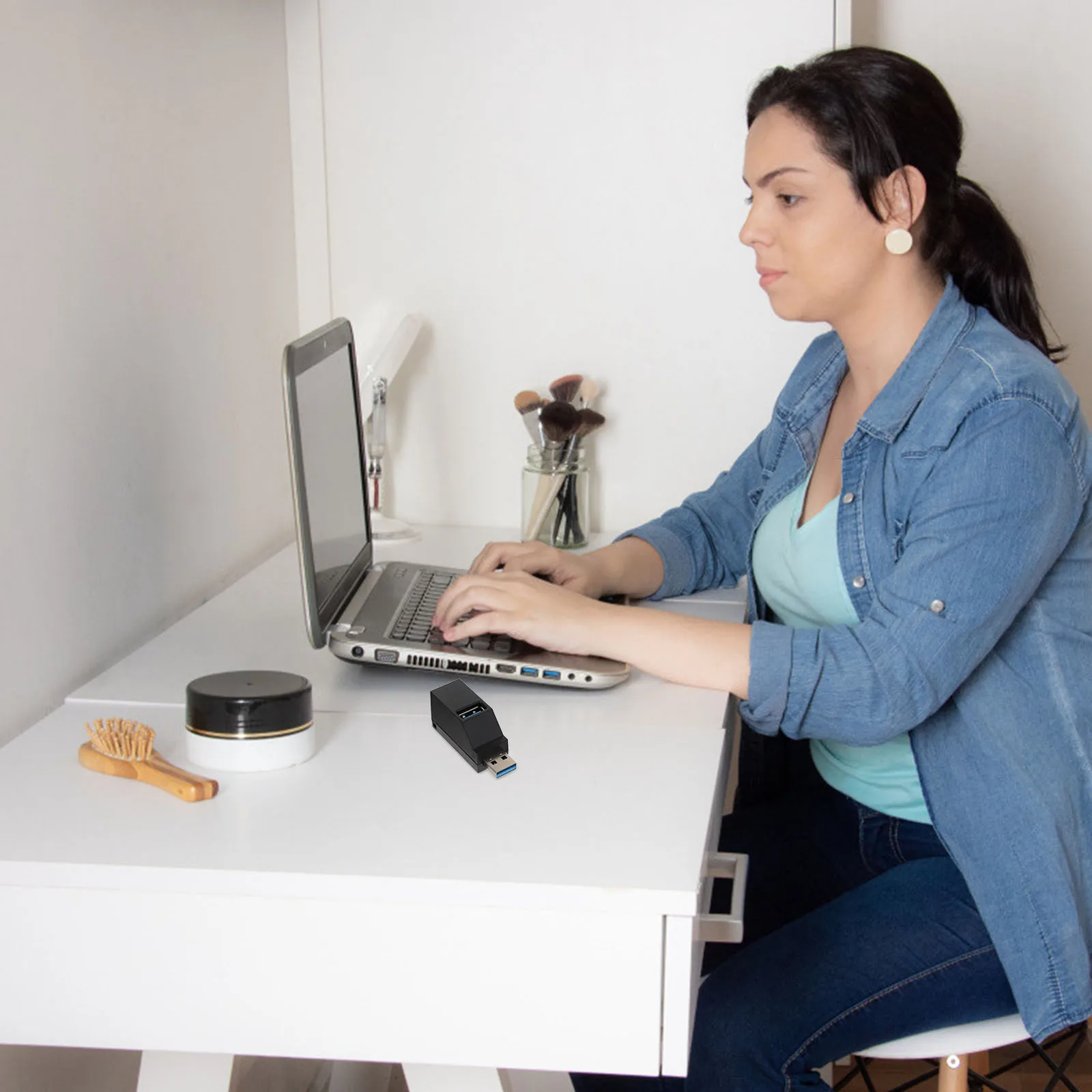 

3-портовый USB-концентратор, многоинтерфейсный разветвитель, адаптер расширения, высокоскоростная передача данных, компактный дизайн для ноутбука, настольного компьютера