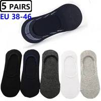 Calcetines de algodón antideslizantes para hombre, calcetín Invisible de silicona, talla grande EUR43-46, para verano y otoño, 5 pares