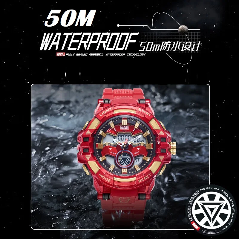 Marvel Iron Man Sport Dual Display Horloge Stopwatch Chronograaf Wekker Uurtarief Jongen Digitale Quartz Nieuwe Relogio Masculino