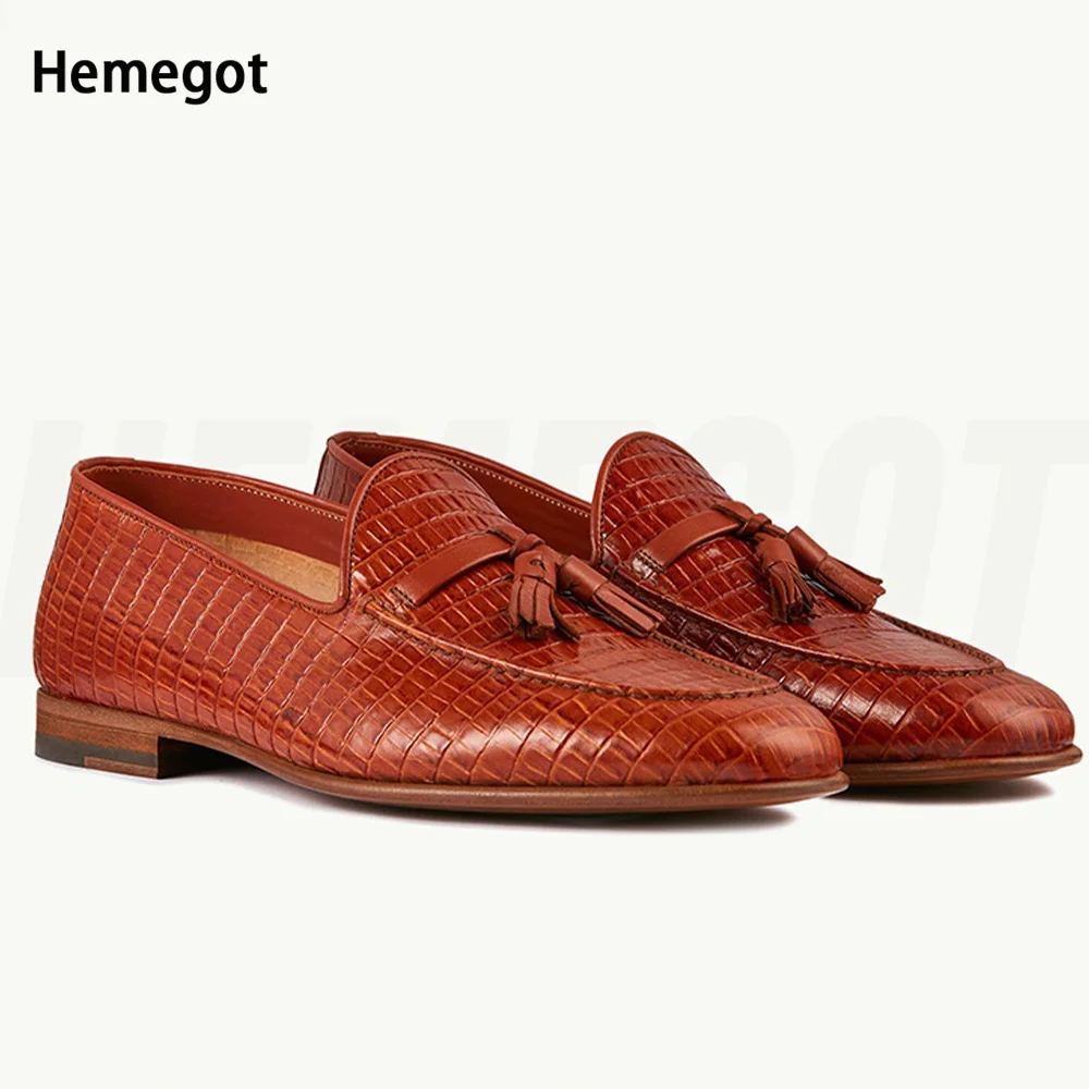 

Men Alligator Pattern Dress Shoes Luxurious Tassel Slip On Shoes High Quality Business Dress Shoes Comfortable Casual Shoes