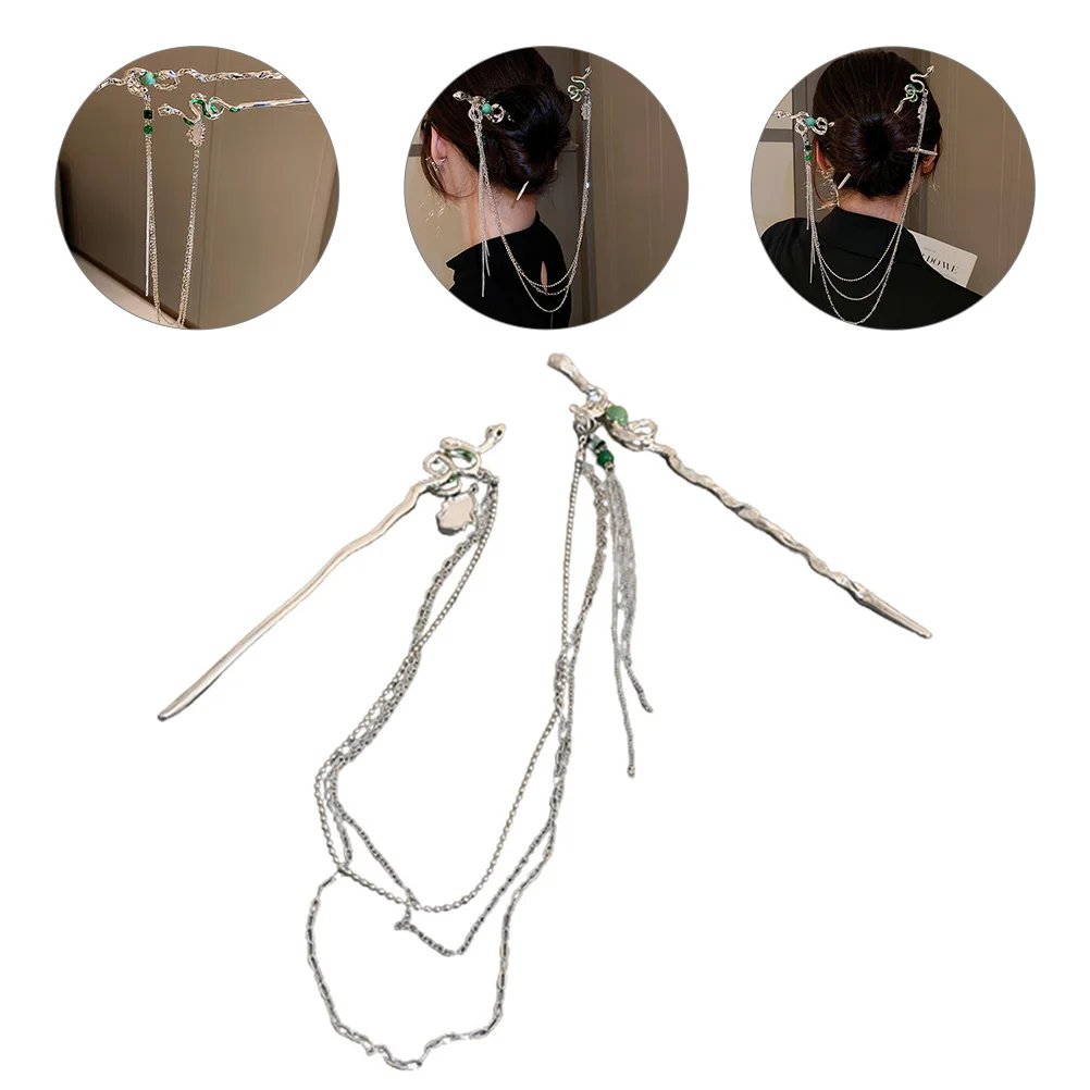 

1 set Chinese Hairpin Metal Stick Vintage Chopsticks Styling Accessories for Buns Long Wedding Party Hair Sticks Snake Style