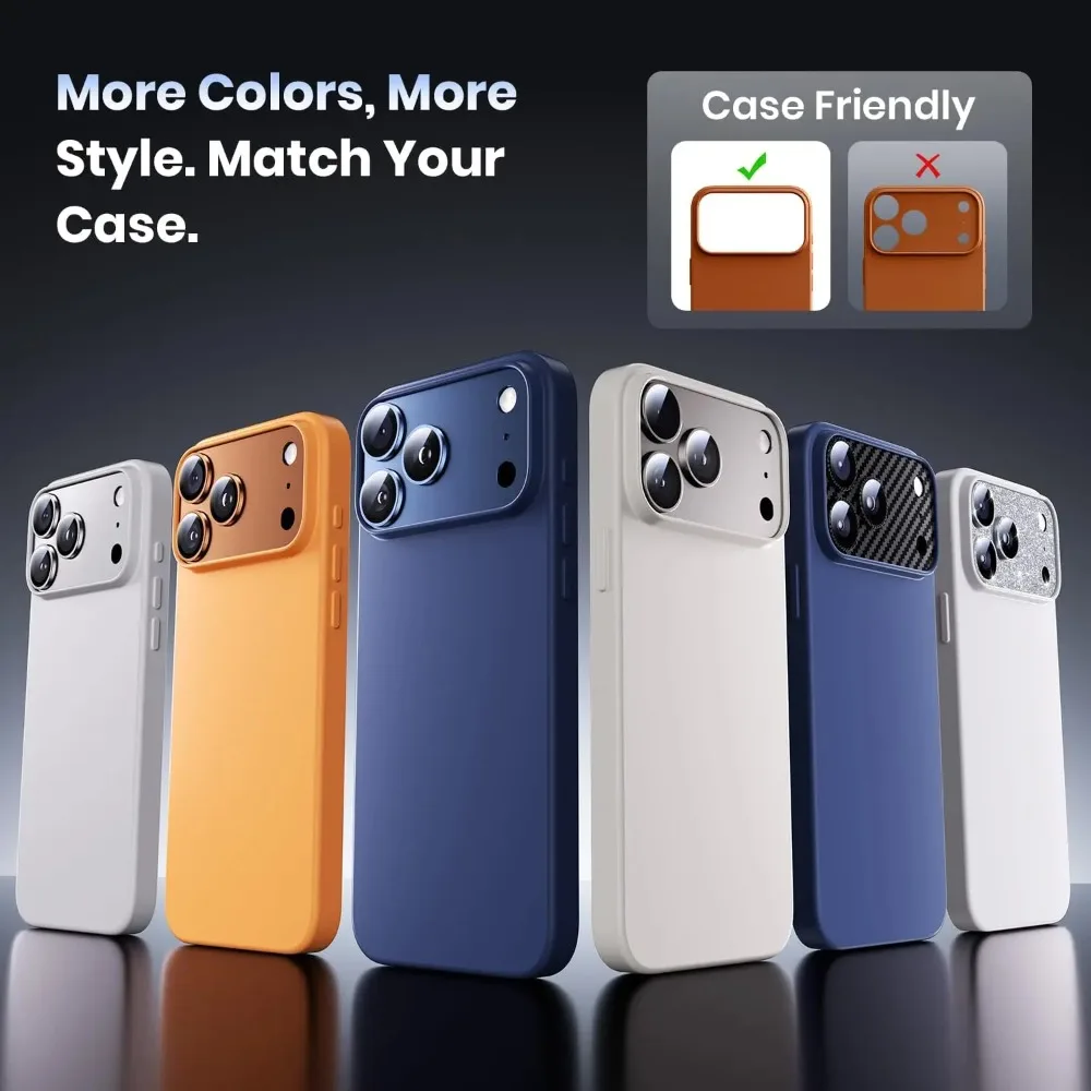 For IPhone 17 Pro Max 17 Air Camera Lens Protect Strong Adsorption Metal 9H + Tempered Glass Camera Screen Full Protection Cover