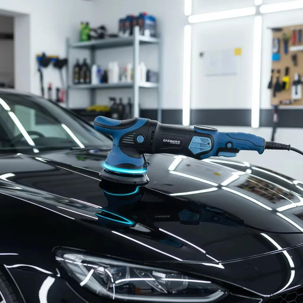 Efficient 1000W portable electric vehicle polisher with 125mm disc, 220V/120V for automotive polishing