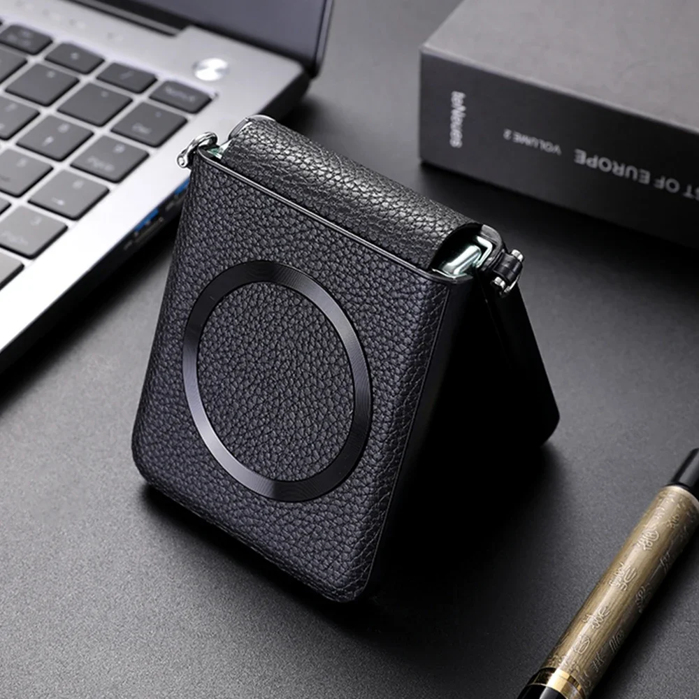 

Magsafe Wireless Charge Case for Samsung Galaxy Z Flip 7 Flip6 Flip5 Flip4 Magnetic Litchi Leather Cover