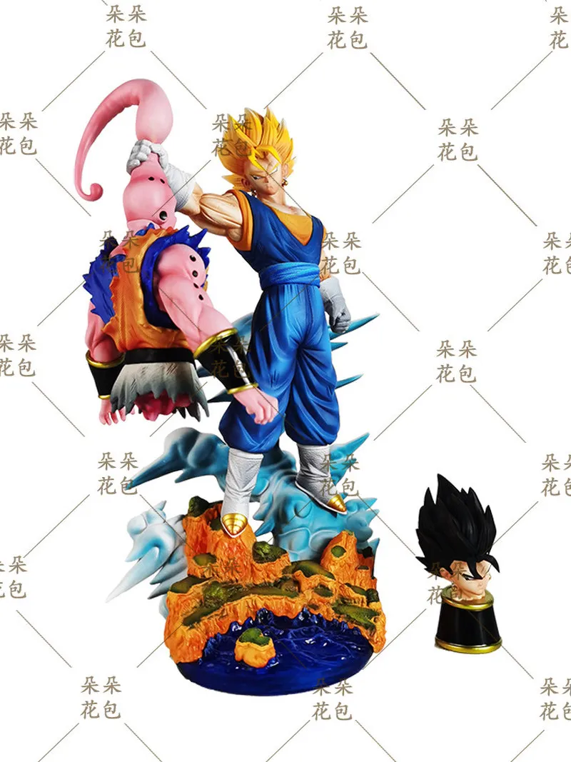 32cm Nowa Figurka Akcji Dragon Ball Son Goku kontra Majin Buu Duży Rozmiar Podwójna Głowa Dekoracyjne Kolekcje Model Gk Zabawka Prezent