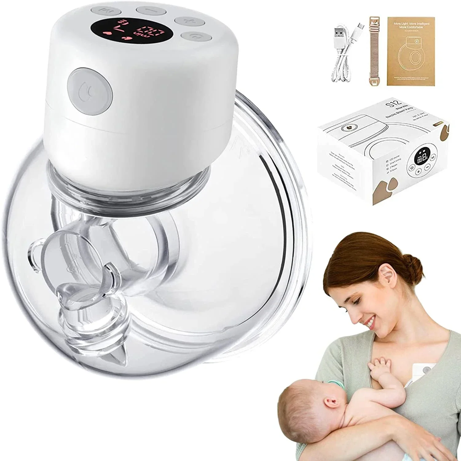 

Intergrated Double Electric Breastsss Pump Rechargeable Hands Free Portable Breastssfeeding Pumps Wireless Milk Extractor