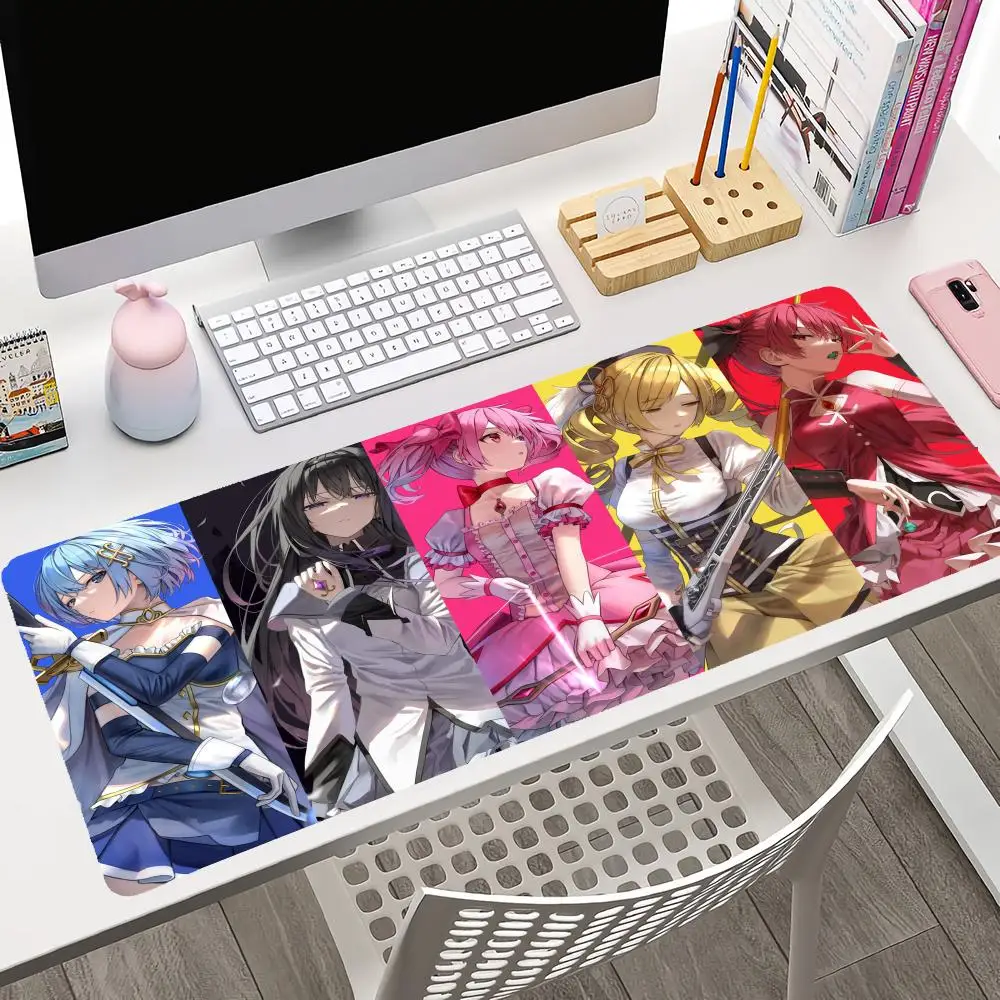 Alas Mouse Gaming besar, Mouse Pad tebal Keyboard komputer, alas meja Anime Puella Magica