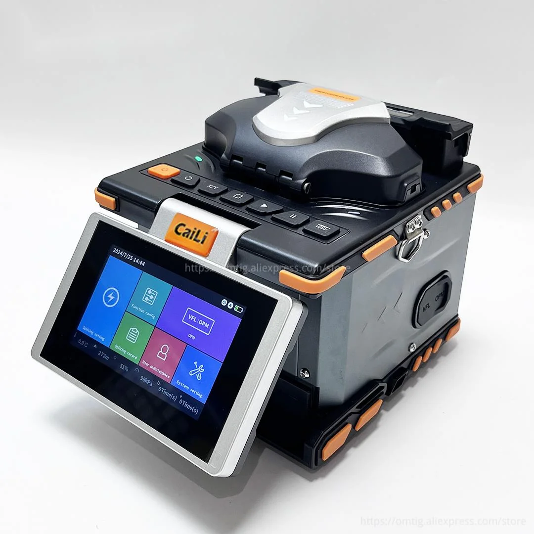 2024 New 6 Motors S5 Optical Fiber Fusion Splicer Welding Hine With High Precision Cleaver Touch Screen VFL OPM FC-6S Q1S