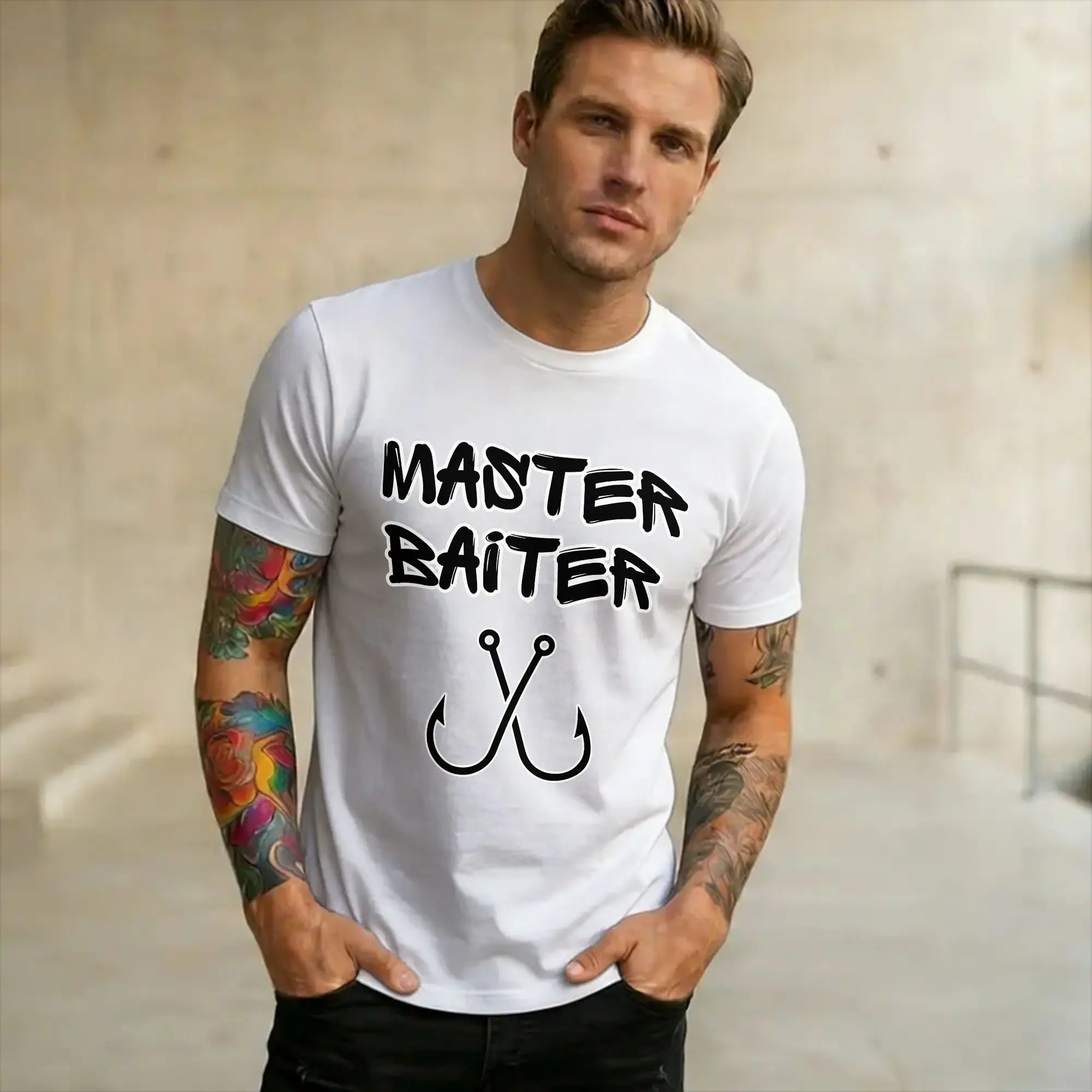 New Arrival Master Baiter Funny Fishing  T Shirt for Men Women  100% Cotton Tee Shirt Short Sleeve Tops