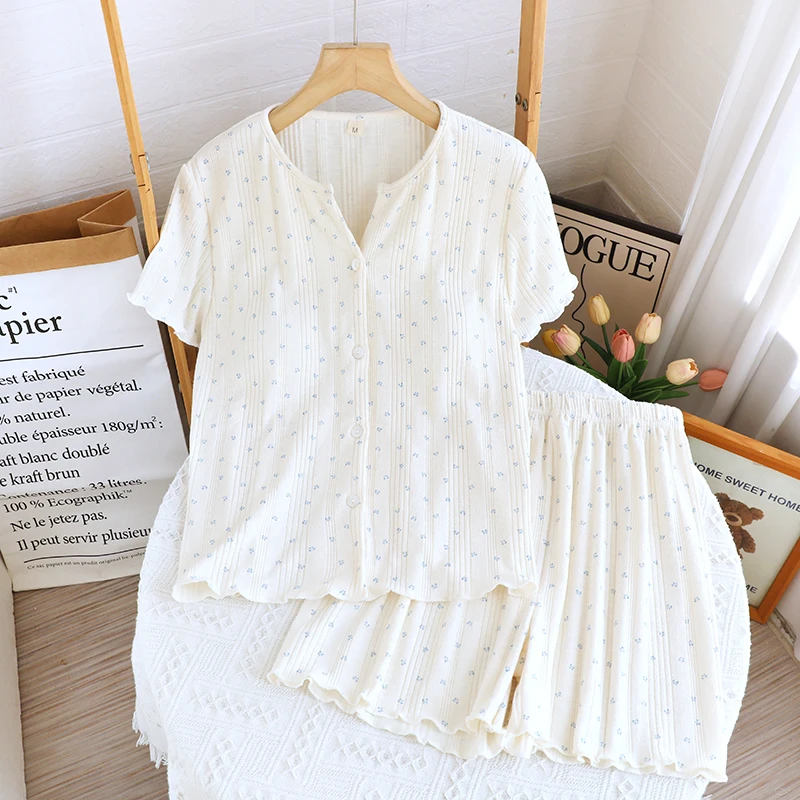 

Ladies Cotton ort Sve Spwear Set Floral Print Sweet Sle Home Clothes Outdoor Wearable with Chest Pad ort Pants