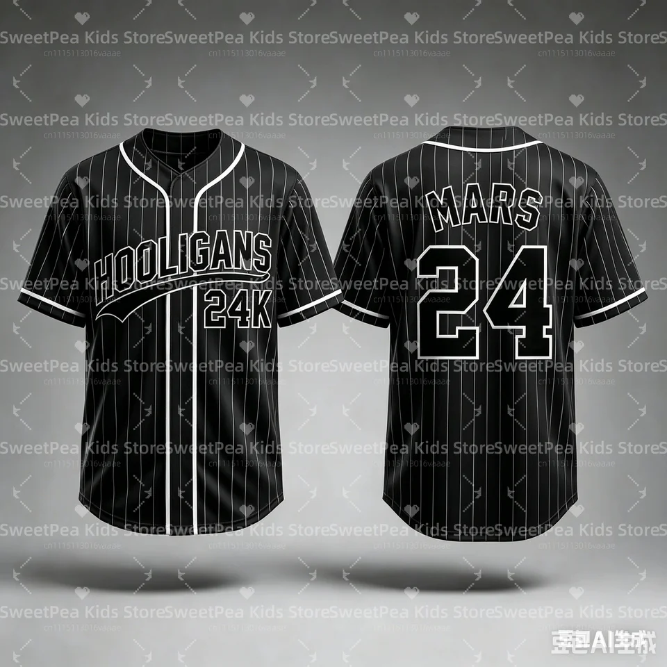 2026 Bruno Mars 24K Hooligans Baseball Jersey Men Women Unisex